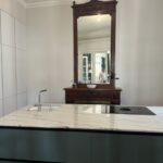 Contemporary kitchen island in elegant Bordeaux apartment